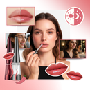 Bálsamo lipídico hidratante e rejuvenescedor da Ostrifin com acabamento rosado para lábios suaves e hidratados.