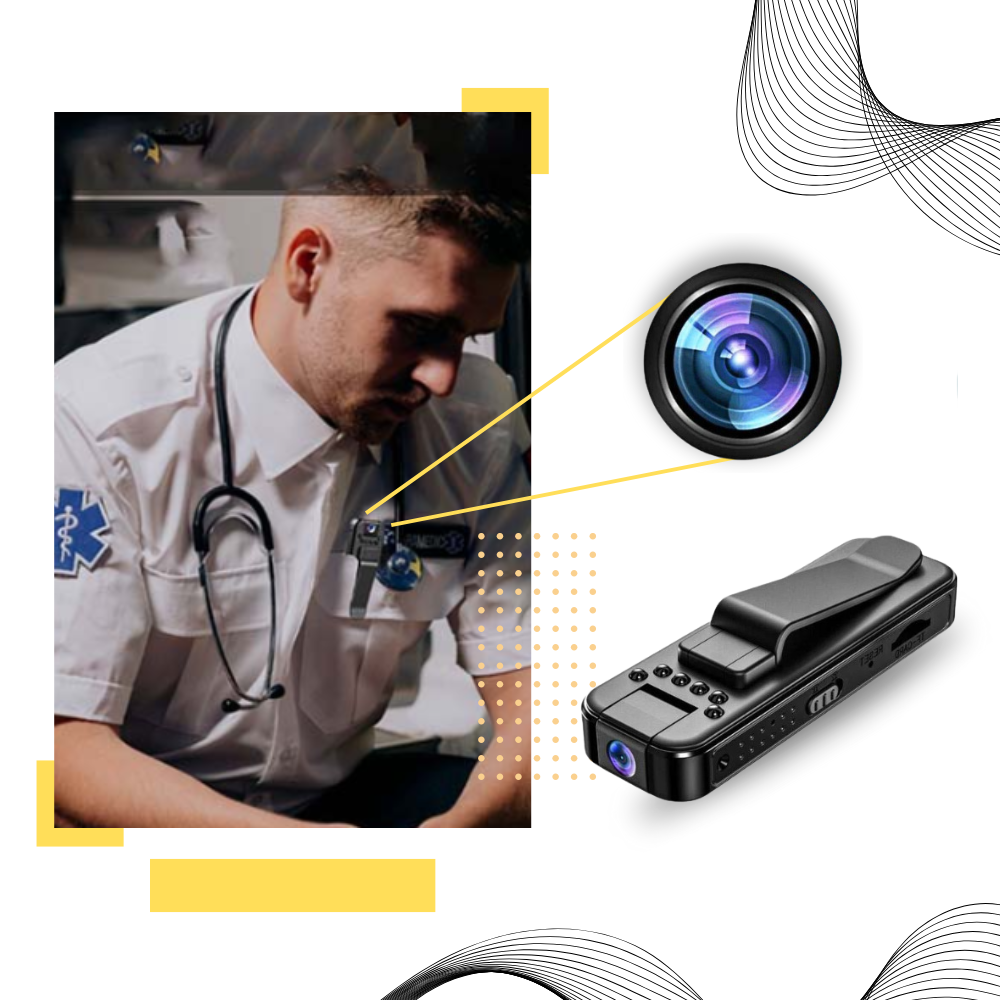 Câmera corporal sem fio Feiona, compatível com OTG, para gravação de vídeos e fotos em atividades ao ar livre.