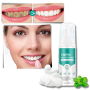 Mousse branqueadora para dentes da marca Ounabing, produto de cuidados bucais com embalagem branca e detalhes em azul