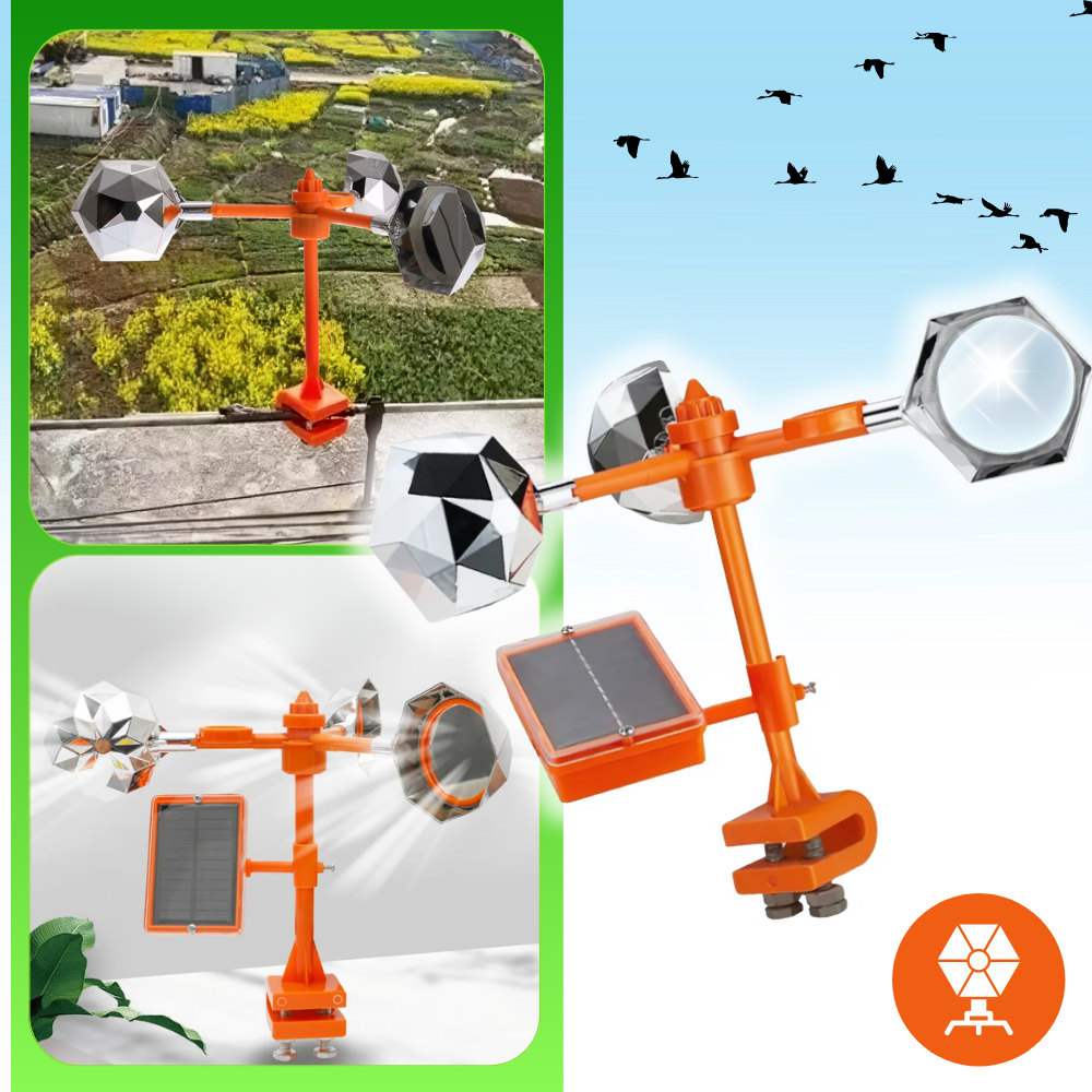 Repulsor de pássaros Ounona, sistema rotativo eolien para proteção contra aves, ideal para desinsetização eficiente.