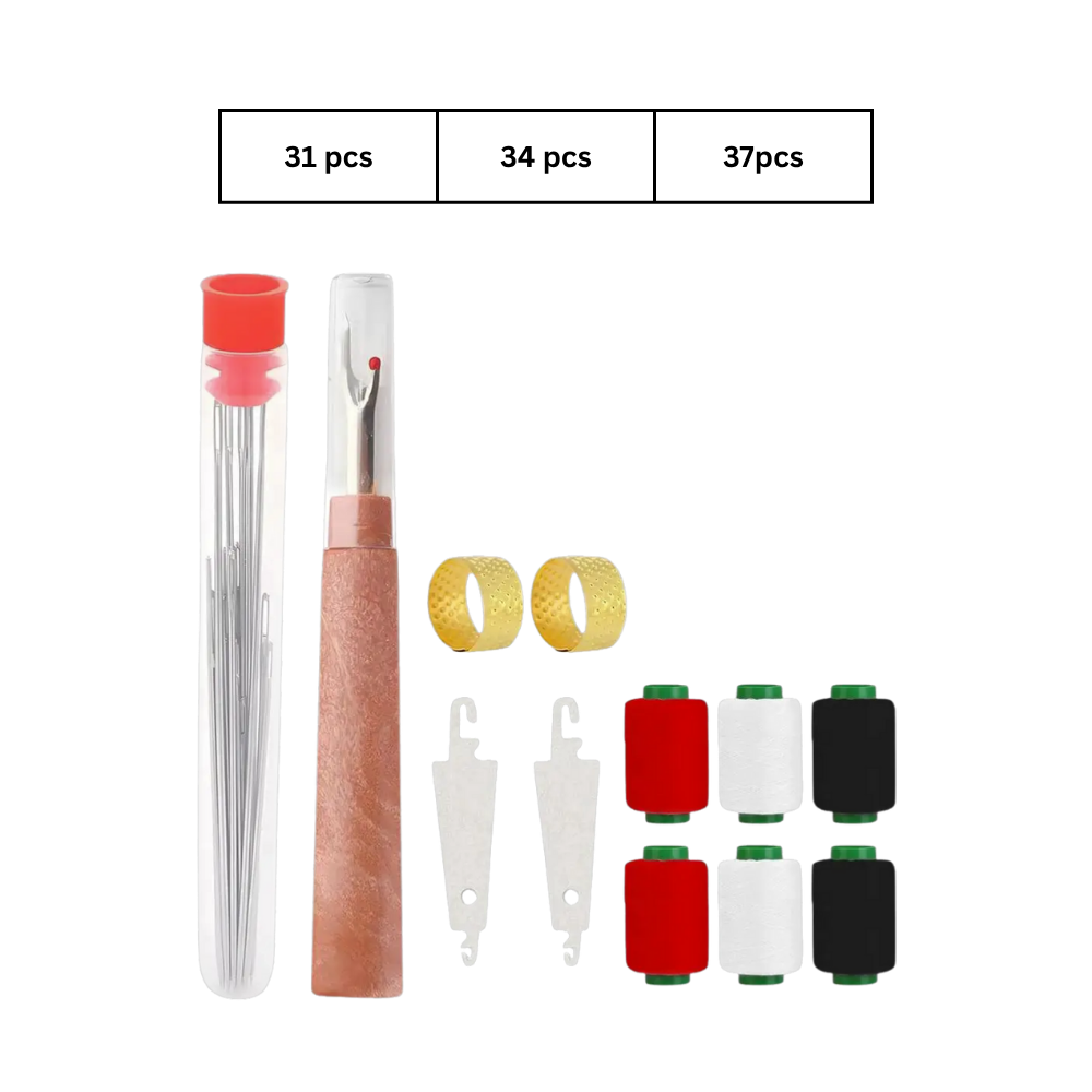 Conjunto de 31 agulhas de bordar com grosso chato, para artesanato criativo, marca Outus, em estojo com agulhas variadas