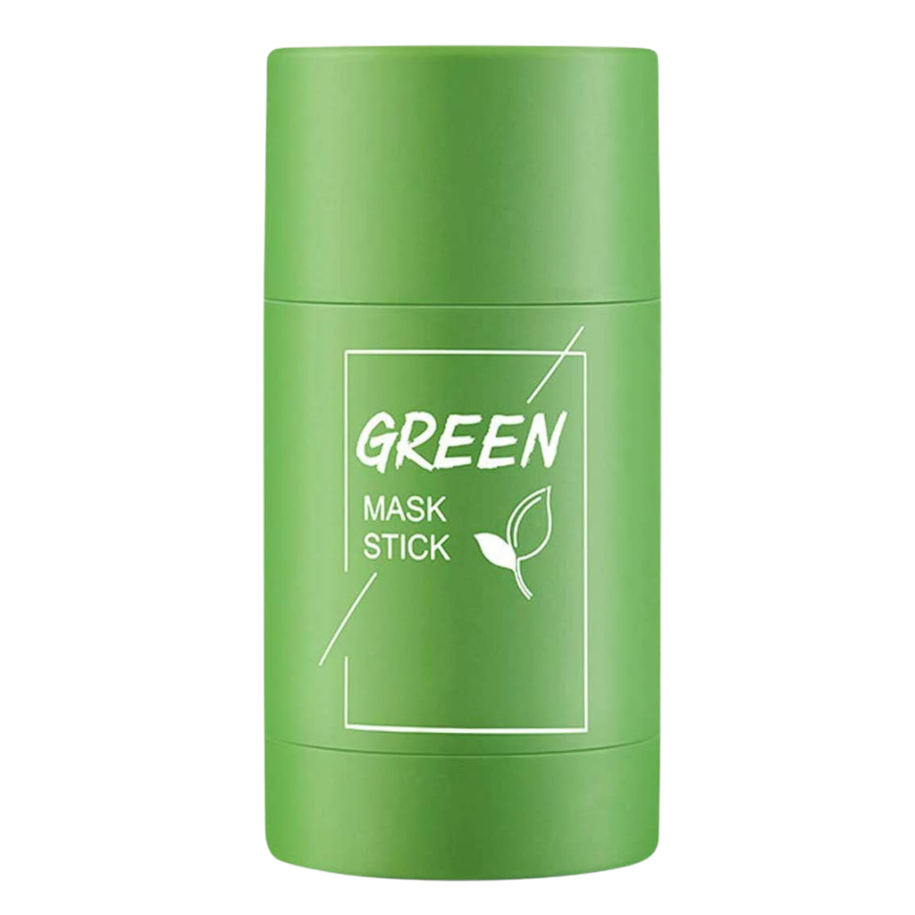 Máscara facial de chá verde da Overtake para limpeza da pele e combate a pontos pretos, com textura cremosa e natural.