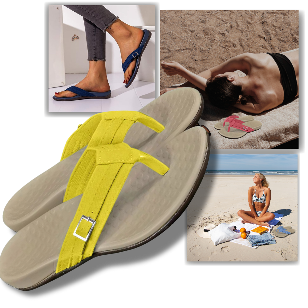 Chinelo ortopédico Ozerty com tiras ajustáveis na cor azul, ideal para conforto e suporte aos pés.