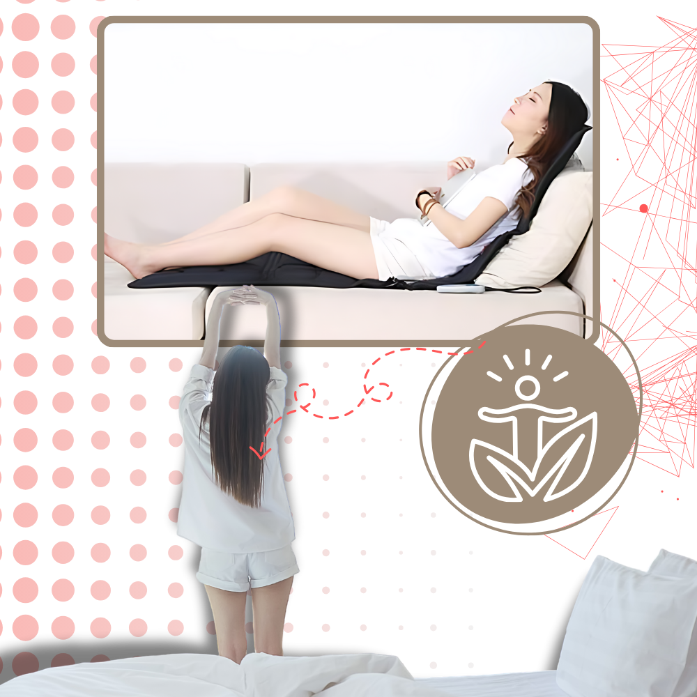 Tapete de massagem terapêutica Ozerty France para corpo inteiro, preto, usado para relaxamento e massagem relaxante.