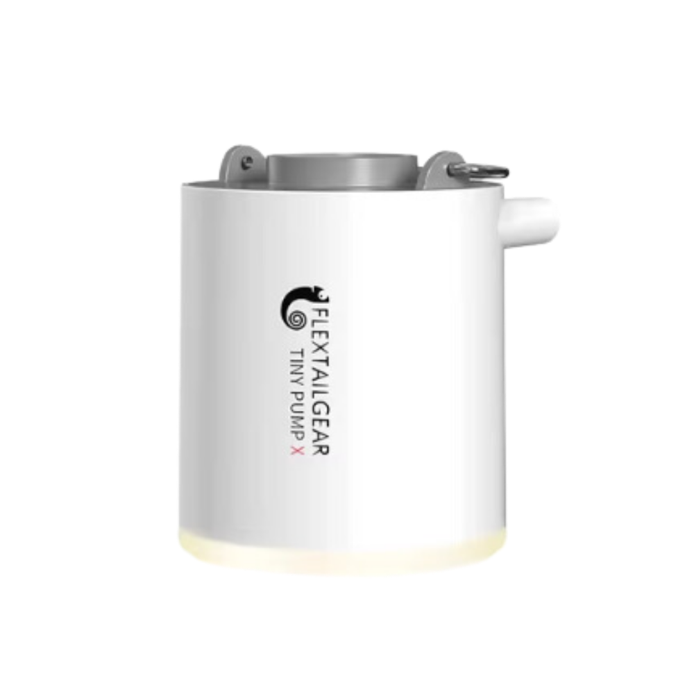 Mini bomba de ar Ozerty France para inflar e desinflar, compacta e rápida, ideal para pneus e objetos infláveis.
