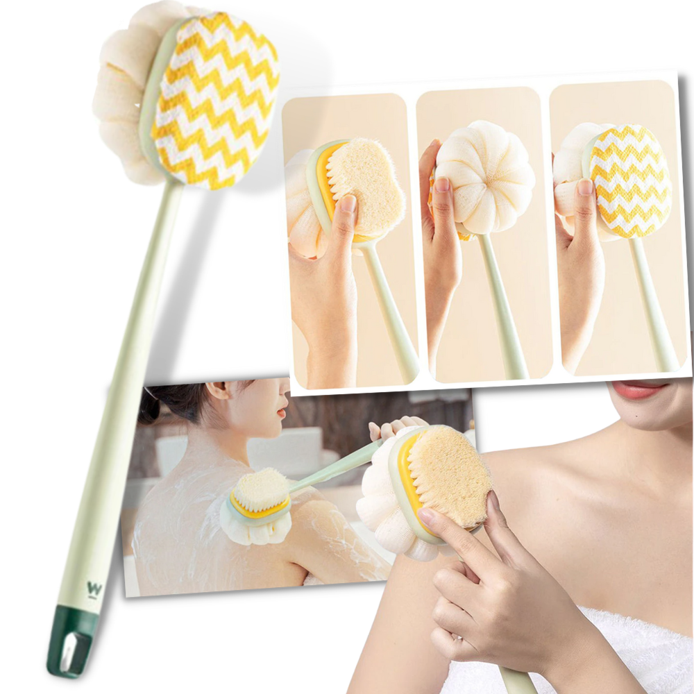 Escova de banho exfoliante para o corpo da marca Pakainn, com cerdas de nylon rosa para cuidados de beleza e higiene corporal.