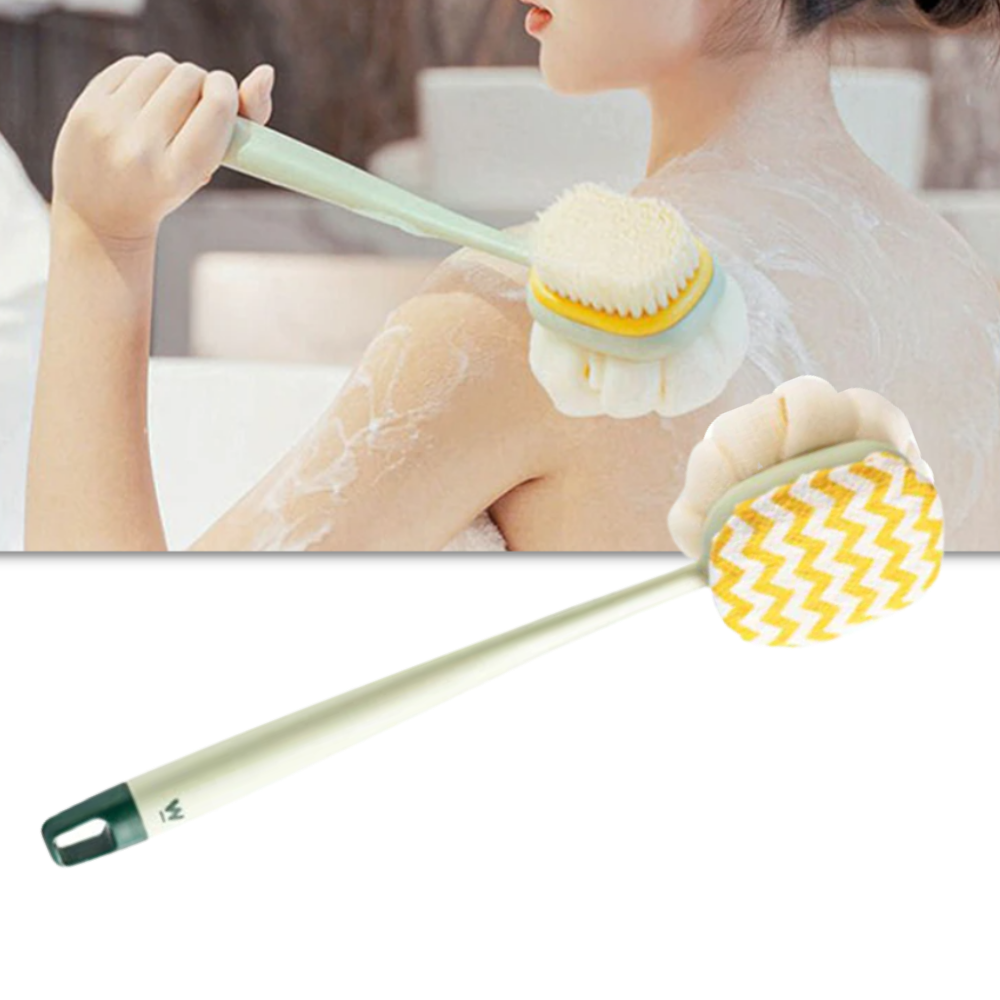 Escova de banho exfoliante para o corpo da marca Pakainn, com cerdas de nylon rosa para limpeza e renovação da pele.