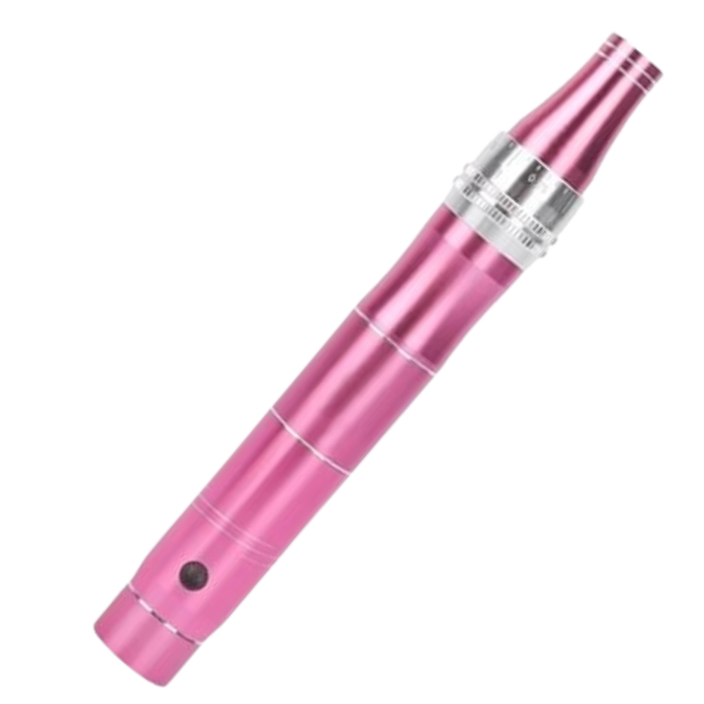 Stylo Dermique de Microagulhamento Pakainn, cosméticos, com agulhas finas para cuidados de pele, na cor rosa.