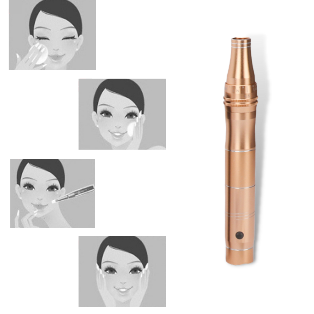 Stylo Dermique de Micro-aiguilletage da marca Pakainn, ferramenta de cosméticos com design em rosa para tratamentos faciais.