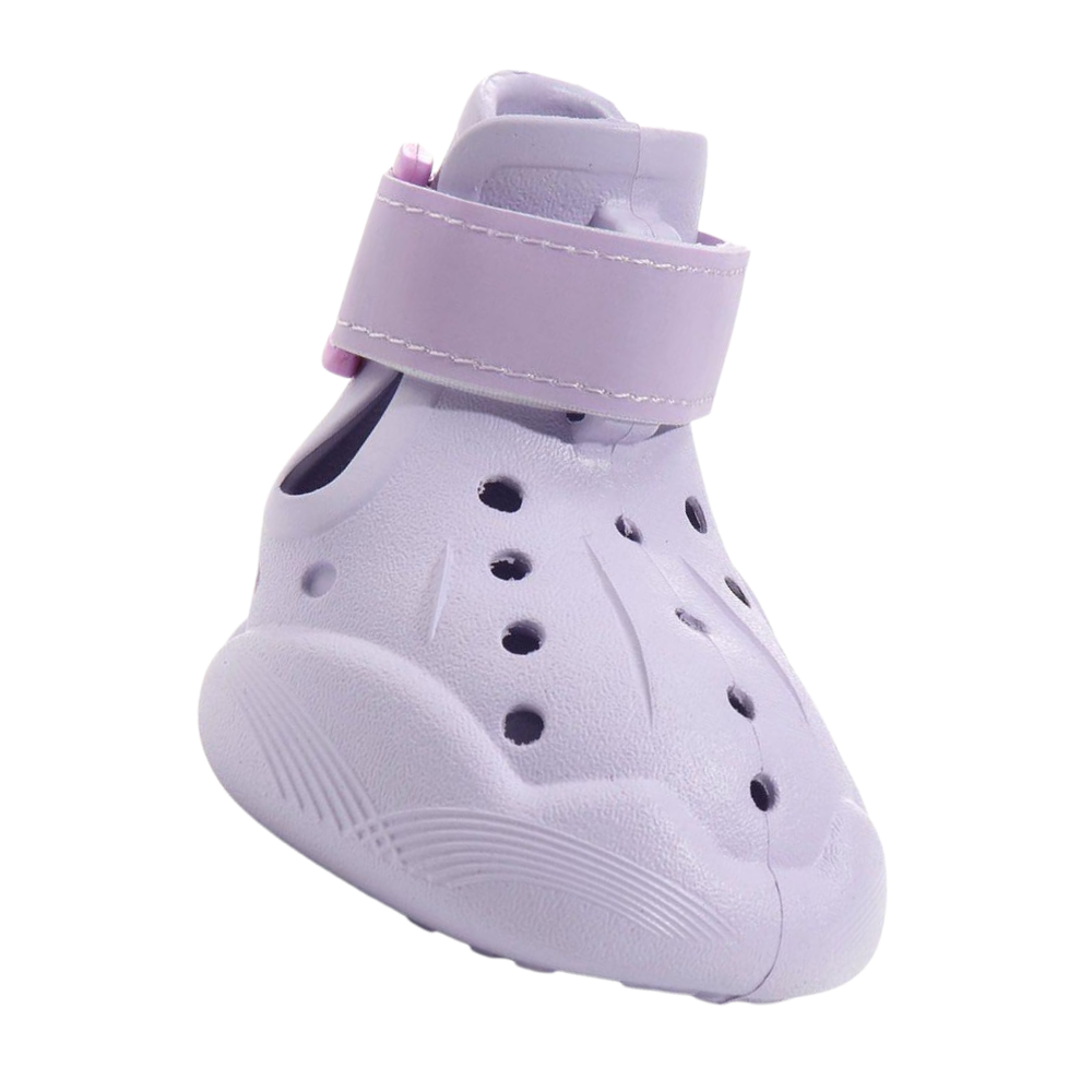 Botinas de proteção para patas de cachorro na cor roxa, acessório para cães da marca Sodial, ideal para evitar ferimentos.