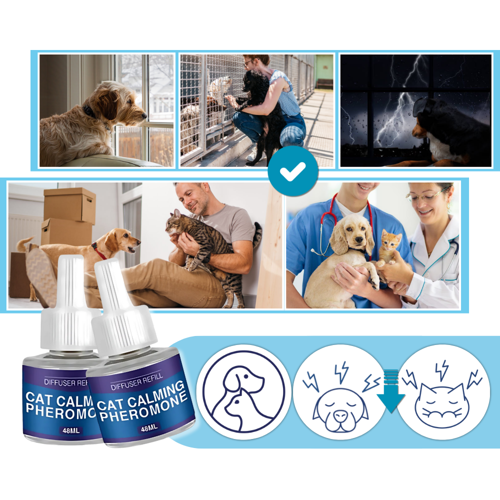 Difusor de feromônios Yubatuo para cães e gatos, acessório calmante com design universal para uso em pets.