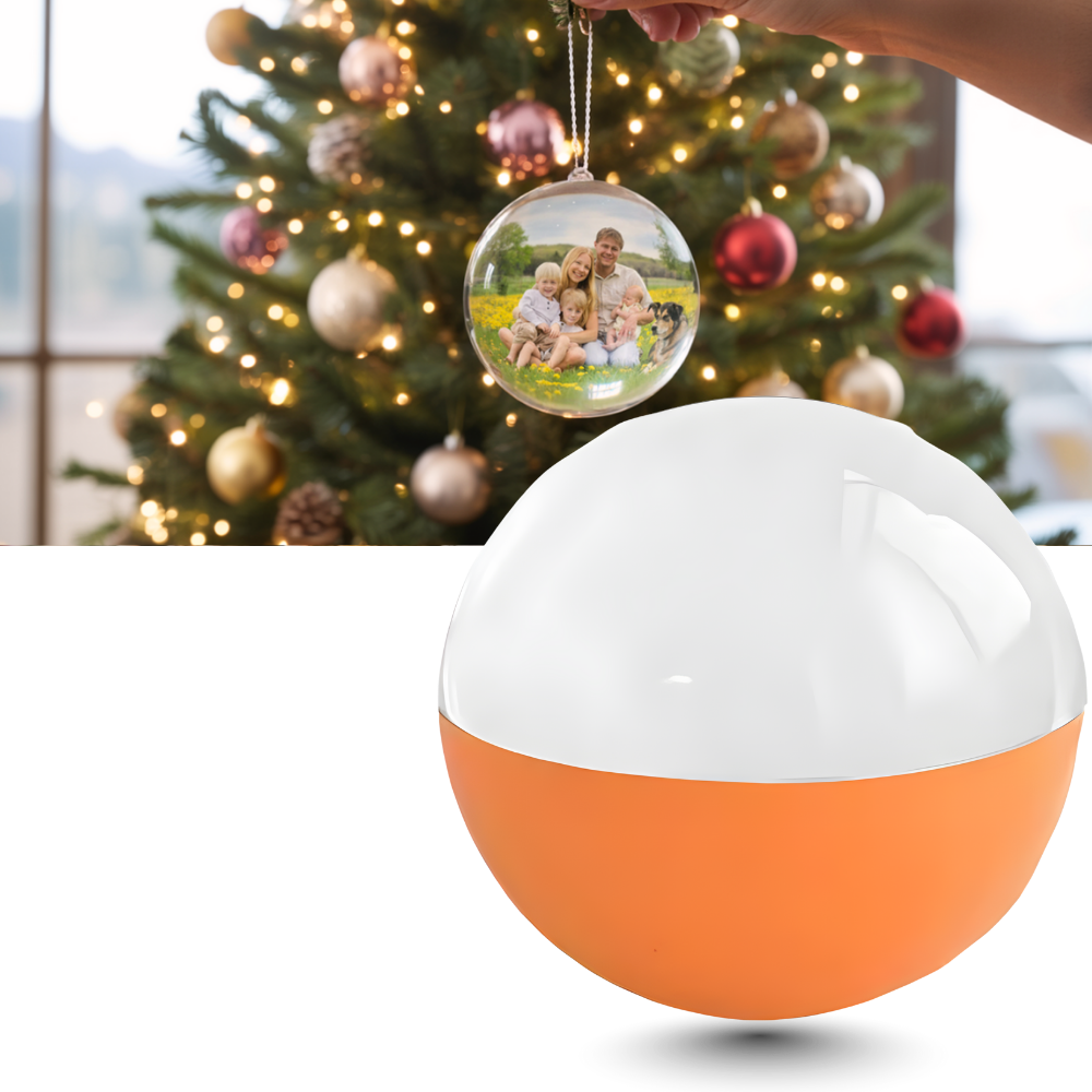 Bola de Natal decorativa da Dealhobbies com espaço para fotos e vídeos personalizados, decorativa para festas natalinas.