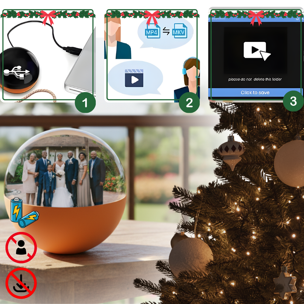 Bola de Natal decorativa da Dealhobbies com espaço para fotos e vídeos personalizados, enfeite de Natal sazonal e comemorativo