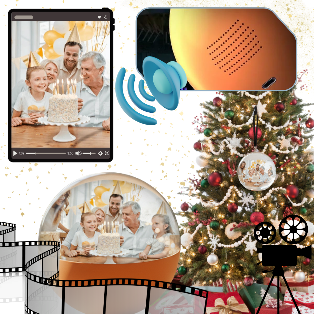 Bola de Natal decorativa da Dealhobbies com fotos e vídeos personalizados, lembranças especiais para decoração natalina.