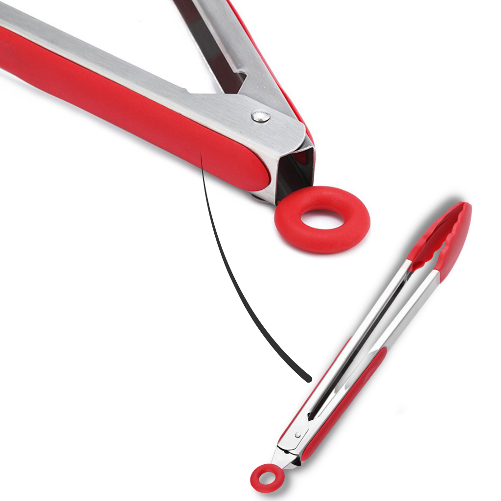 Pinça de churrasco em aço inox com alça de silicone, utensílios de cozinha Peralng para grelhar e manusear alimentos.