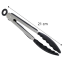 Pinça de churrasco em aço inox com cabo de silicone, utensílio de cozinha da marca Peralng, ideal para grelhar alimentos.
