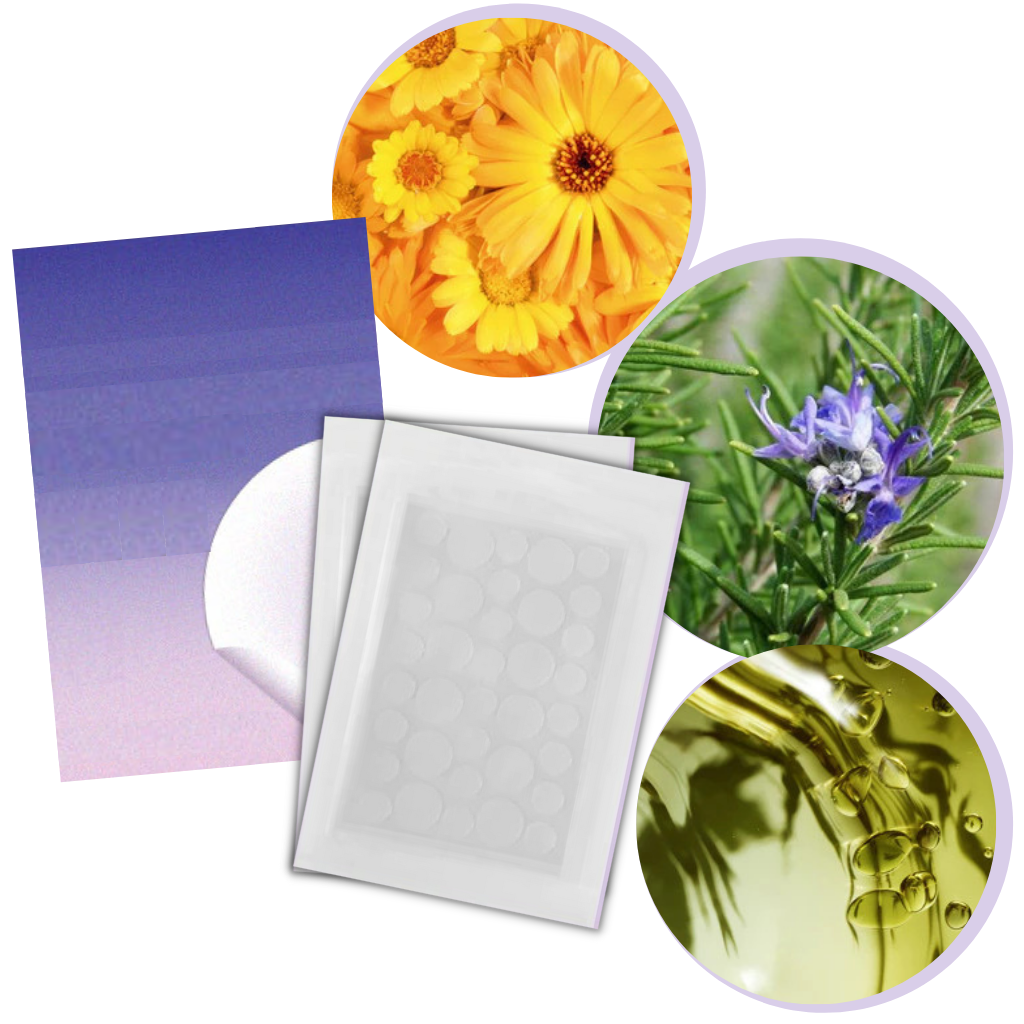 Pack de 36 patches invisíveis para acne da marca Personal Care Kit For Women, com embalagens de cosméticos para cuidados faciais.