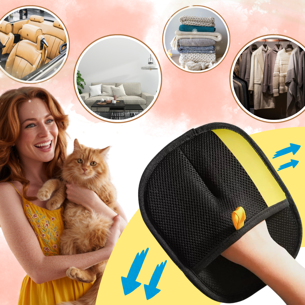 Luvas removedoras de pelos Pet Thunder para animais, produto de lavanderia para eliminar pelos de roupas e estofados.