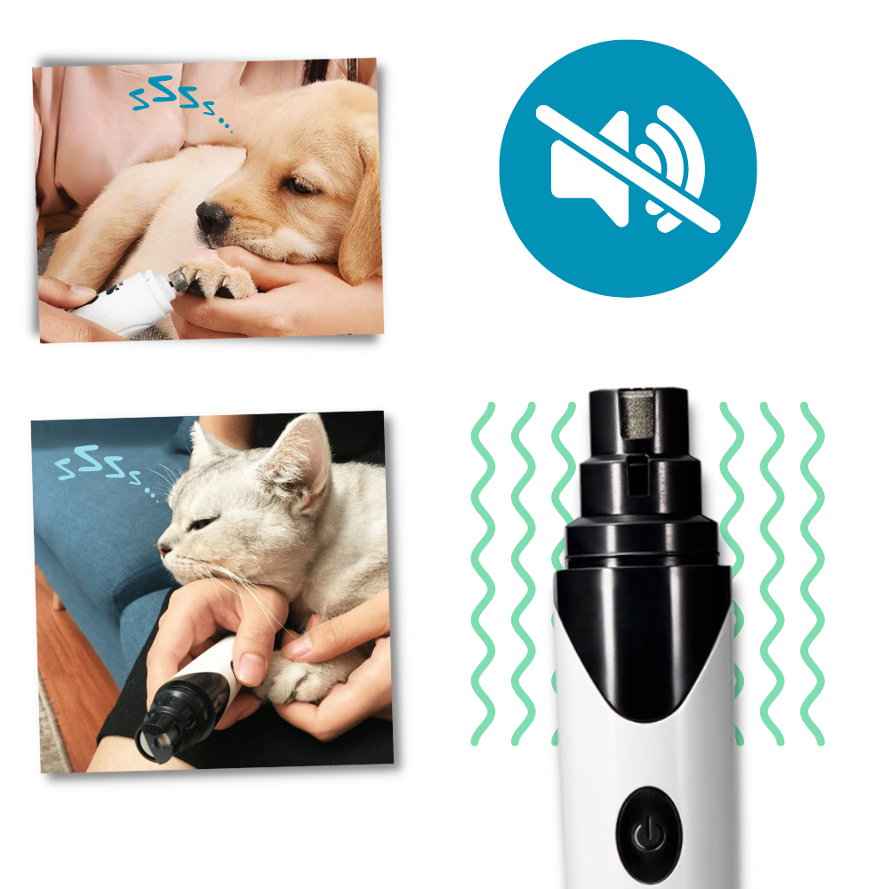 Lima de unha para animais de estimação da Bxasdf, ferramenta de higiene silenciosa para corte de unhas de pets.