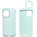 Estuche branco para iPhone 12 com anel luminoso LED da Peyan, proteção e iluminação para selfies e chamadas.