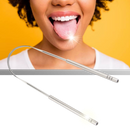 Escova de língua em aço inoxidável da Phogeo para cuidados bucais, com superfície lisa para limpeza eficaz da língua.
