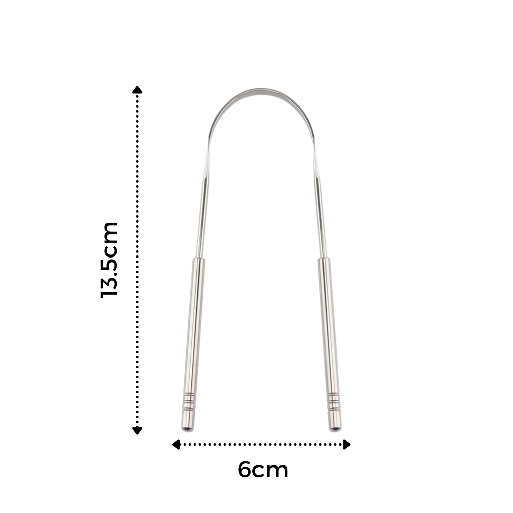 Escova de língua em aço inoxidável da Phogeo para cuidados bucais, com cerdas finas para limpeza eficiente da língua.