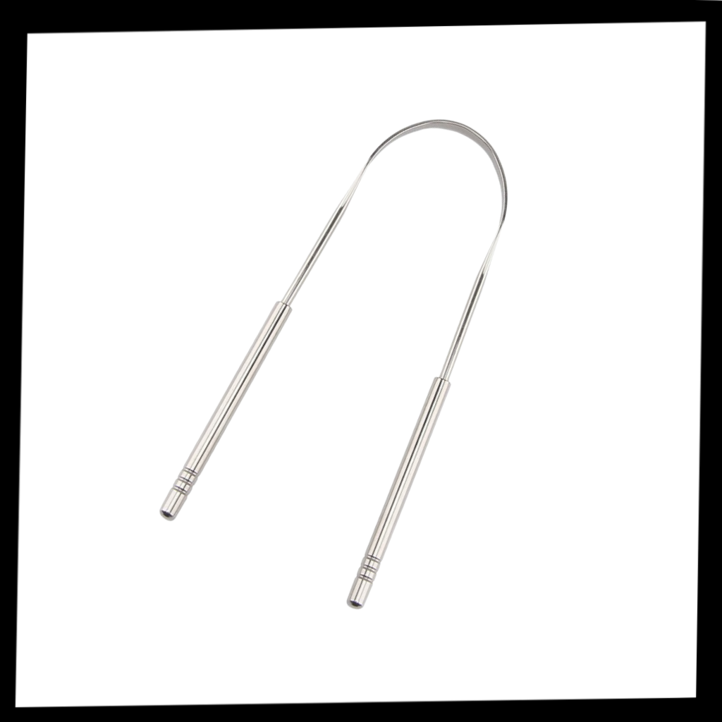 Escova de língua em aço inoxidável Phogeo para cuidados bucais, com cerdas finas para limpeza eficiente da língua.