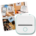 Impressora de stickers sem tinta Giyblacko Phomemo, compacta, branca, exibindo detalhes da impressora portátil para stickers.