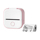 Impressora de stickers sem tinta Giyblacko Phomemo, cor rosa e branco, com rolo de etiquetas visíveis, para impressão de adesivos.