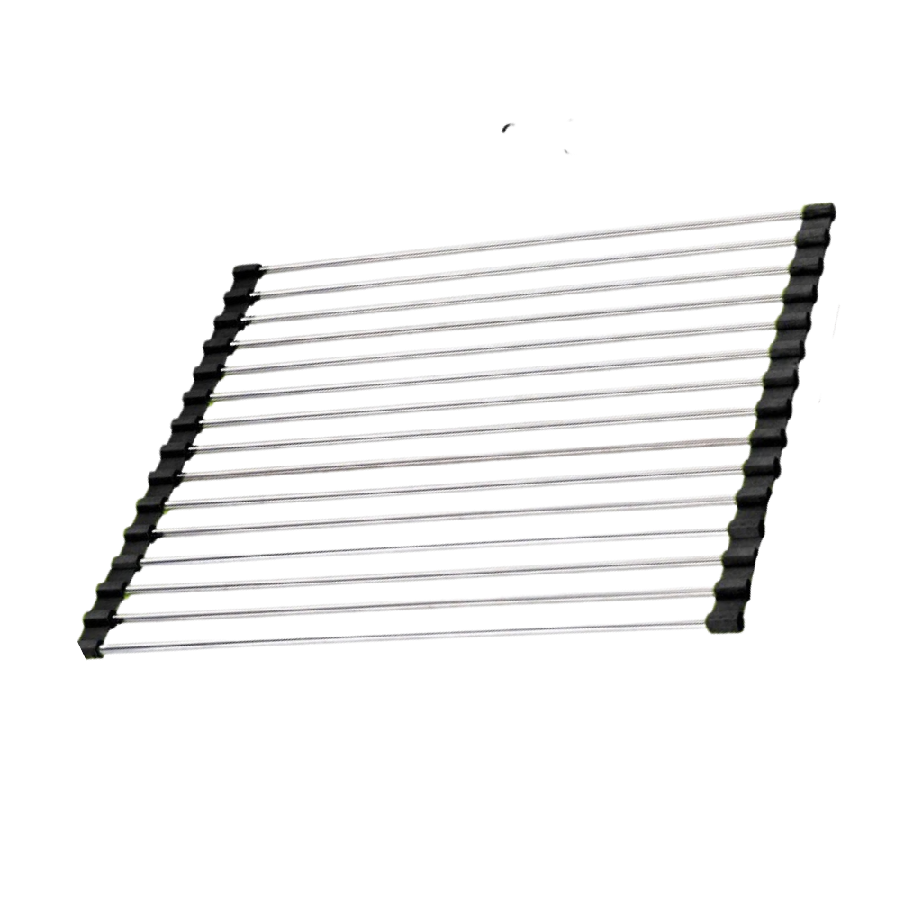 Egouttoir enroulável em aço inoxidável para louças e alimentos, utensílios de cozinha Pipishell, com 12 tubos de 220x370 mm.