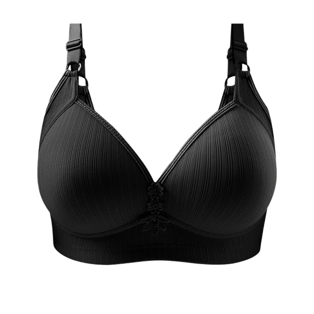 Soutien-gorge push-up sem fio de grande porte da Inkach, na cor preta, com design confortável e suporte aprimorado.