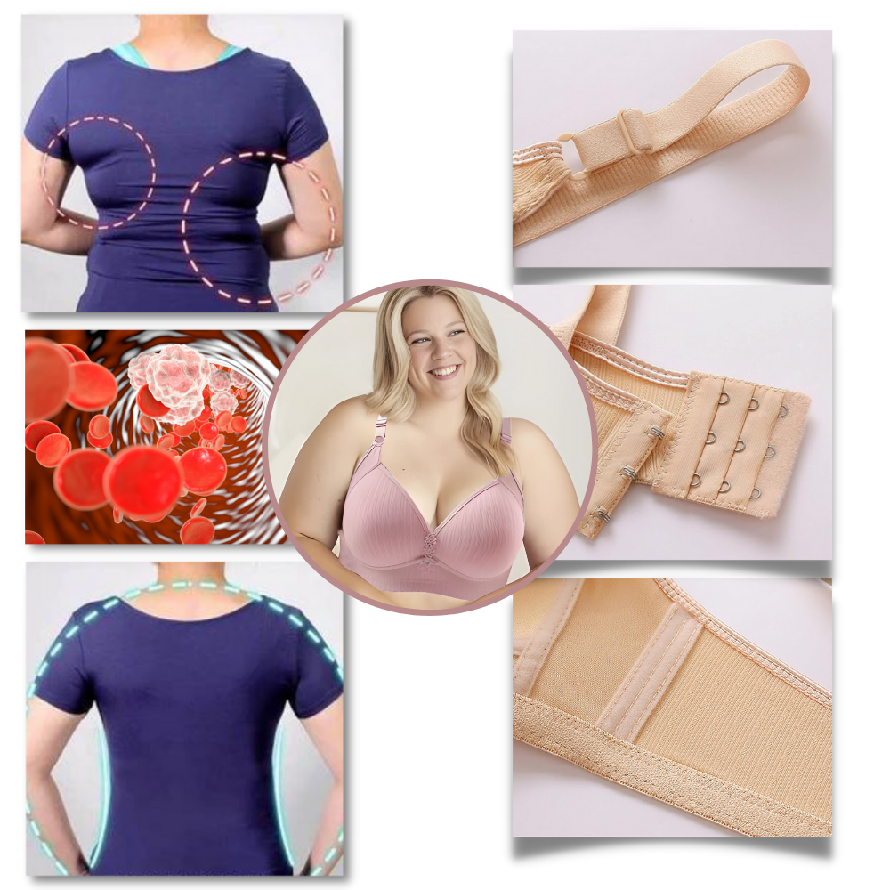 Soutien-gorge sem aro e sem fio grande tamanho, com efeito push-up, da marca Inkach, em tecido confortável e ajustável.