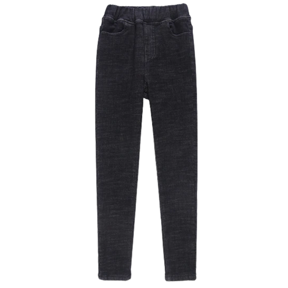 Jegging feminino da Plush em lã polaire térmica preta, confortável e ajustado para uso diário no inverno.