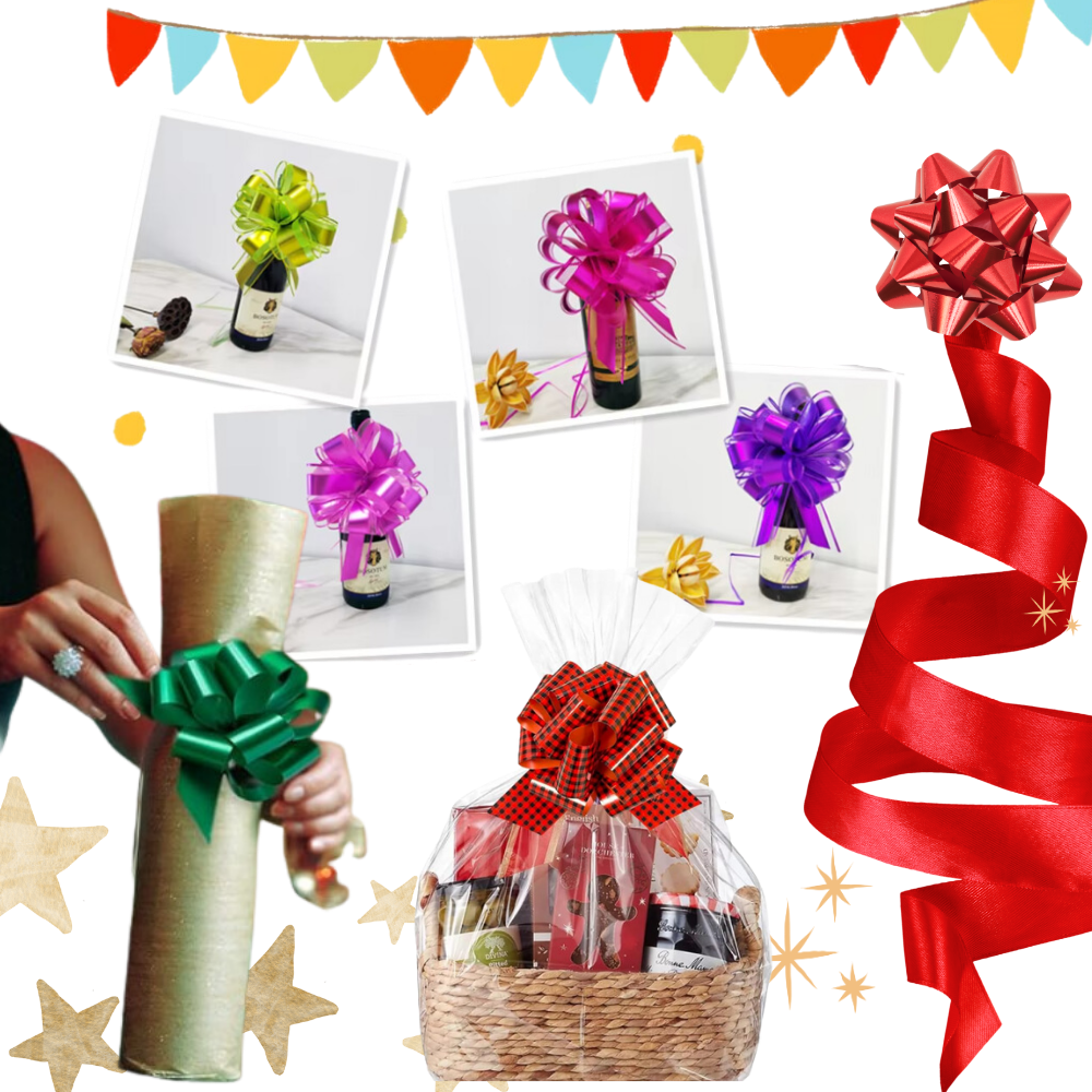 Laços festivos de fita para embrulhar presentes, 10 peças da Pmu, com design fácil de montar para decoração de presentes.