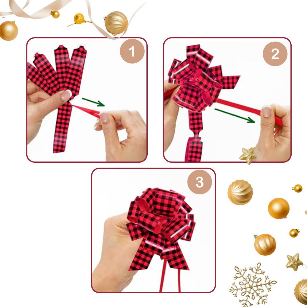 Conjunto de 10 laços festivos de fita da Pmu para presentes, fácil de montar, enfeites decorativos para embrulhos.