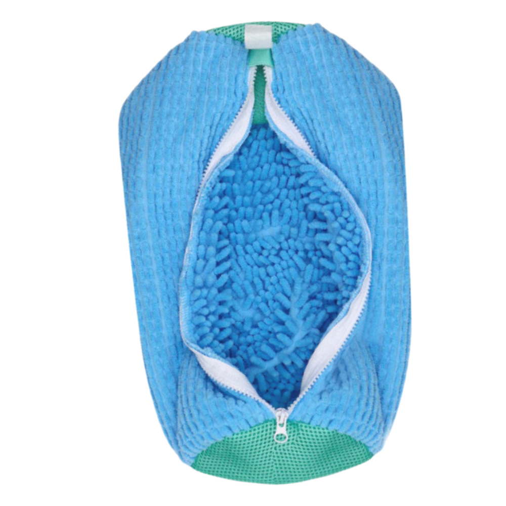 Saco de lavanderia para sapatos em poliéster da Nuolux, bolsa azul para lavagem de calçados.
