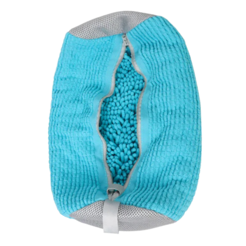 Saco de roupa para sapatos em poliéster da Nuolux, bolsa azul e cinza para lavagem de calçados.