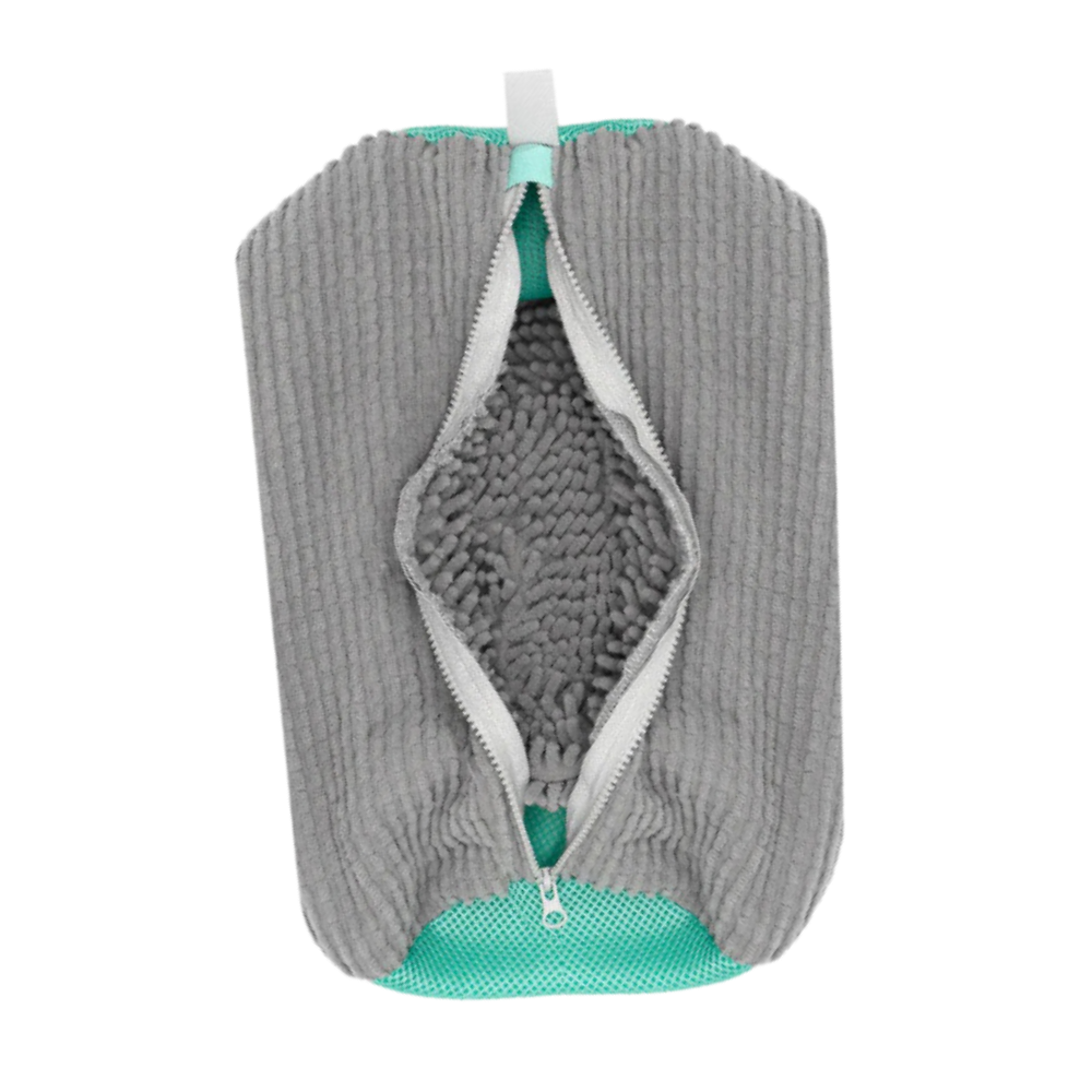 Sac à linge pour chaussures Nuolux en polyester gris, idéal pour laver et protéger chaussures dans la machine à laver.