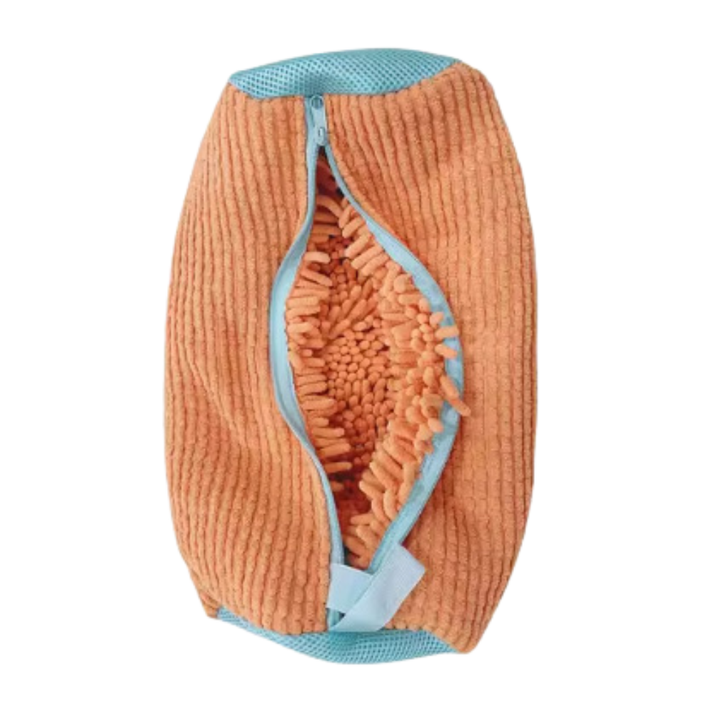 Sac à linge pour chaussures Nuolux en polyester orange, idéal pour le lavage de chaussures dans la machine à laver.