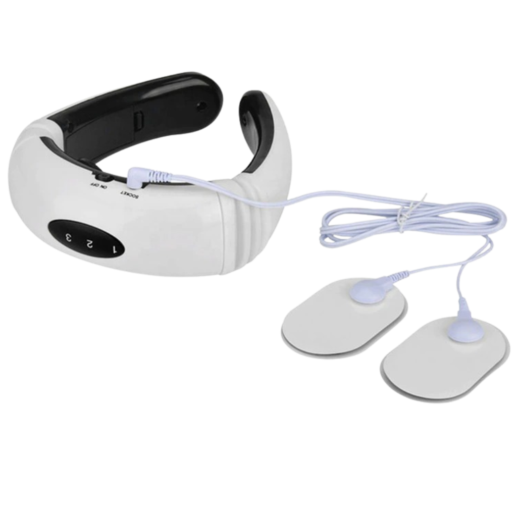 Masseur cervical Ponyta com traction circular, aquecimento infravermelho para relaxamento e alívio de dores no pescoço.