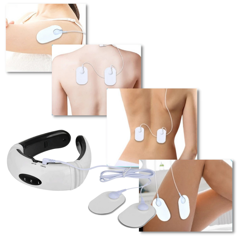 Masseur de cervical Ponyta com traction circular, aquecimento infravermelho para relaxamento e alívio da tensão muscular.