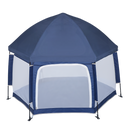 Parque de malha para crianças da The California Beach Co. LLC, pop-up, em azul, ideal para camping e atividades ao ar livre.