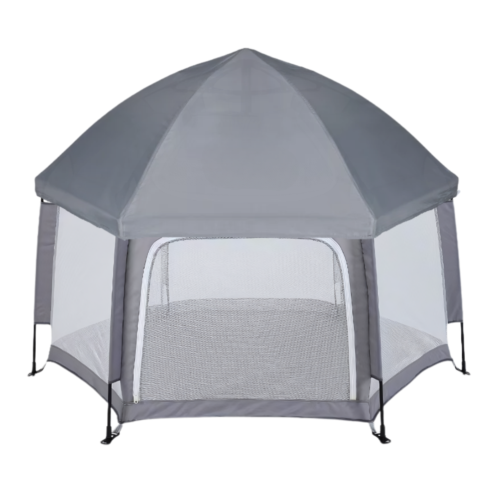 Parque de malha para crianças da The California Beach Co. LLC, fácil de montar, para camping e atividades ao ar livre, cor cinza escuro.
