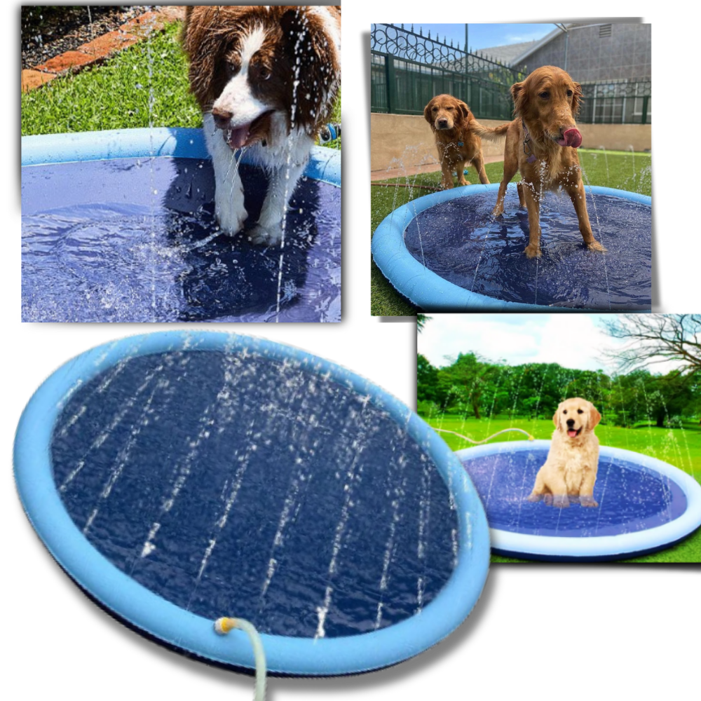 Pataugeoire portátil para cães Lingke, acessório de diversão aquática com superfície colorida e espaço para banho ao ar livre.