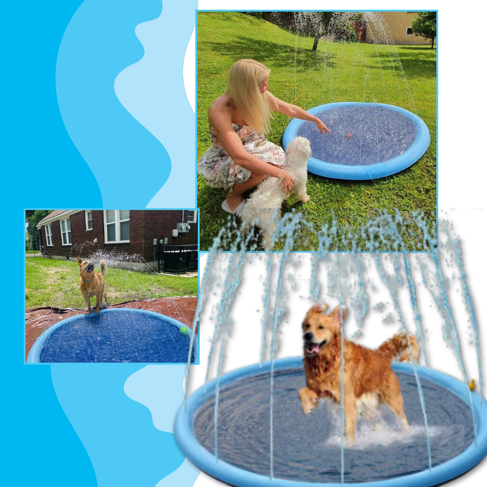 Pataugeoire portátil para cães Lingke, brinquedo de água com spray suave e refrescante para diversão ao ar livre.