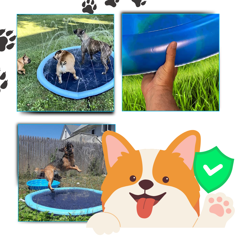 Pataugeira portátil para cães Lingke, acessório para diversão aquática ao ar livre com superfície segura para cães brincarem.