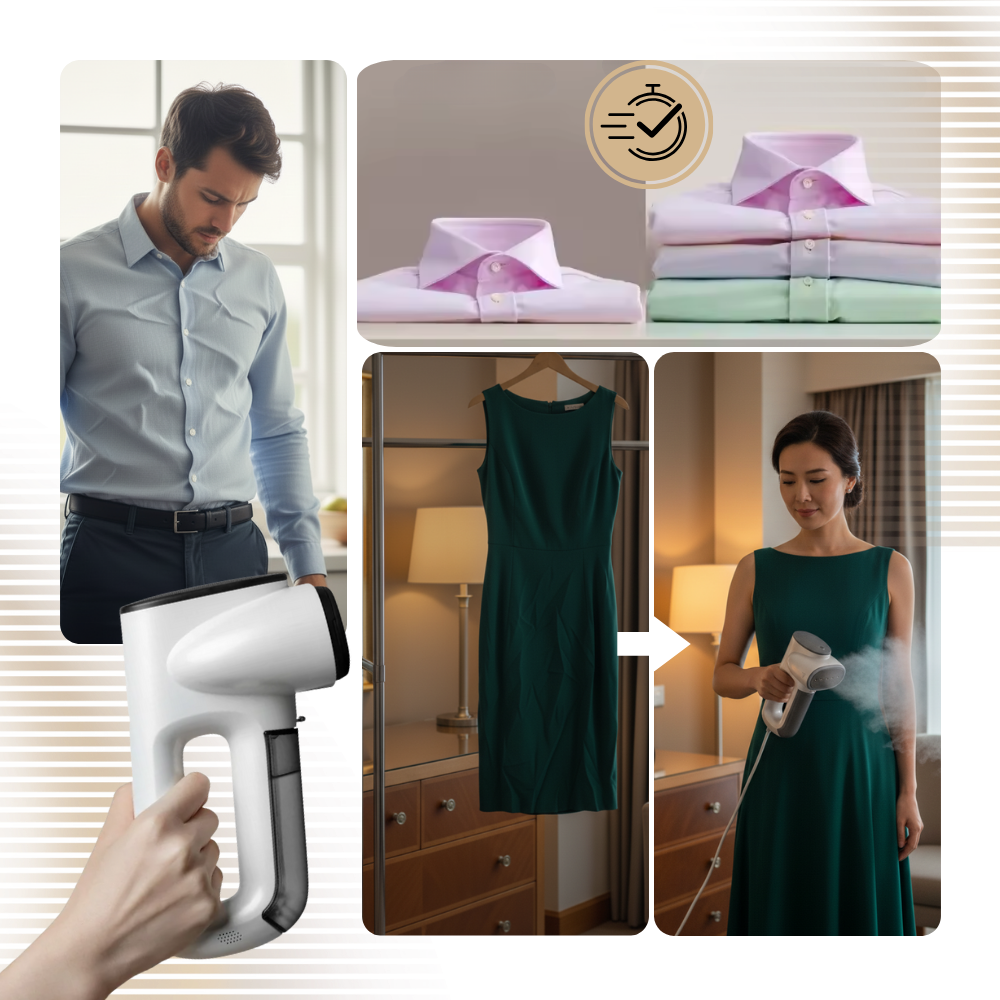 Passadeira a vapor portátil para roupas da marca Divanover, aparelho de lavanderia compacto e fácil de usar.