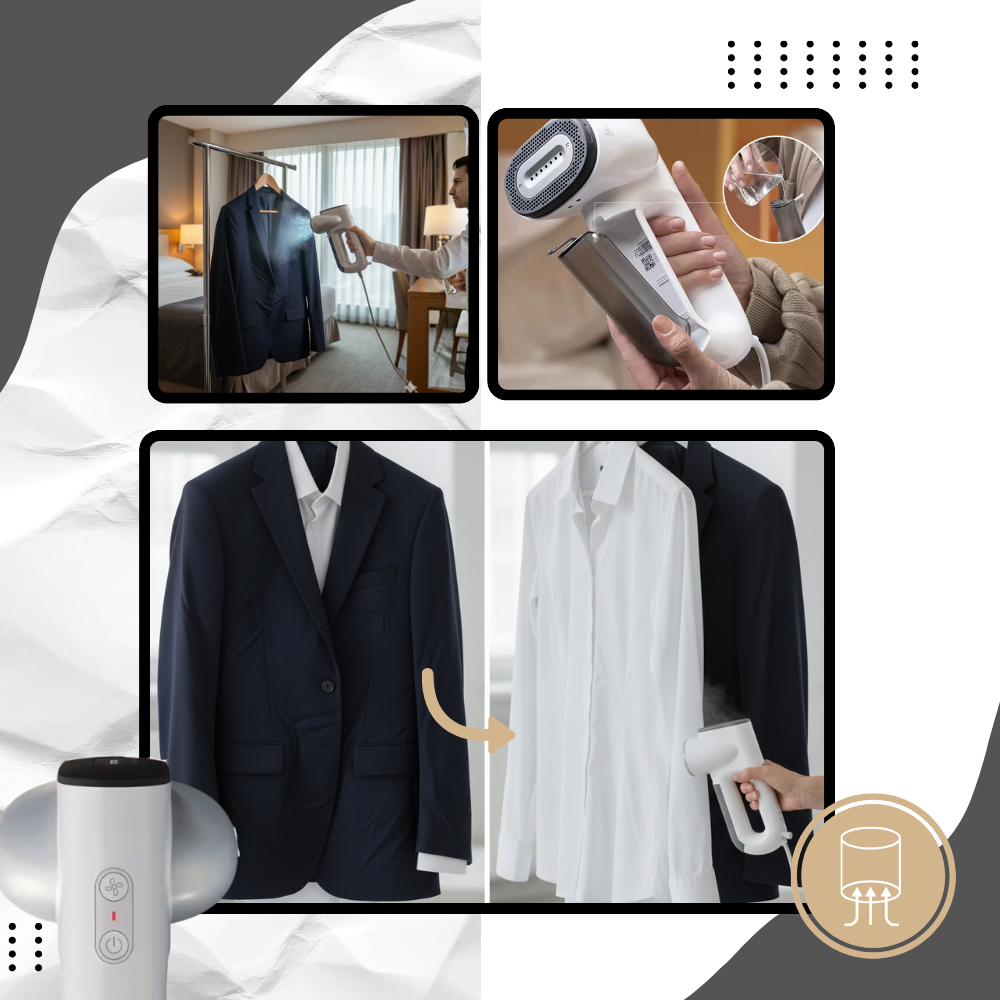 Passador de roupas portátil da Divanover, aparelho de passagem a vapor para roupas, com design compacto e funcional.