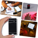 Teclado virtual holográfico portátil de laser para telefonia, compacto e leve, com projeção de teclado em imagem futurista.