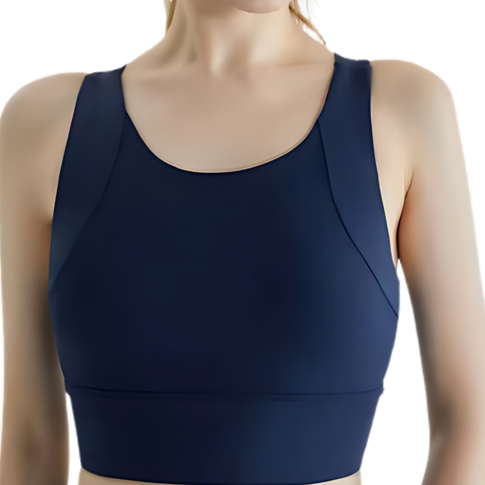 Corretor de postura esportivo Spree azul, veste-se sob roupas, oferece suporte para melhorar a postura durante atividades físicas.
